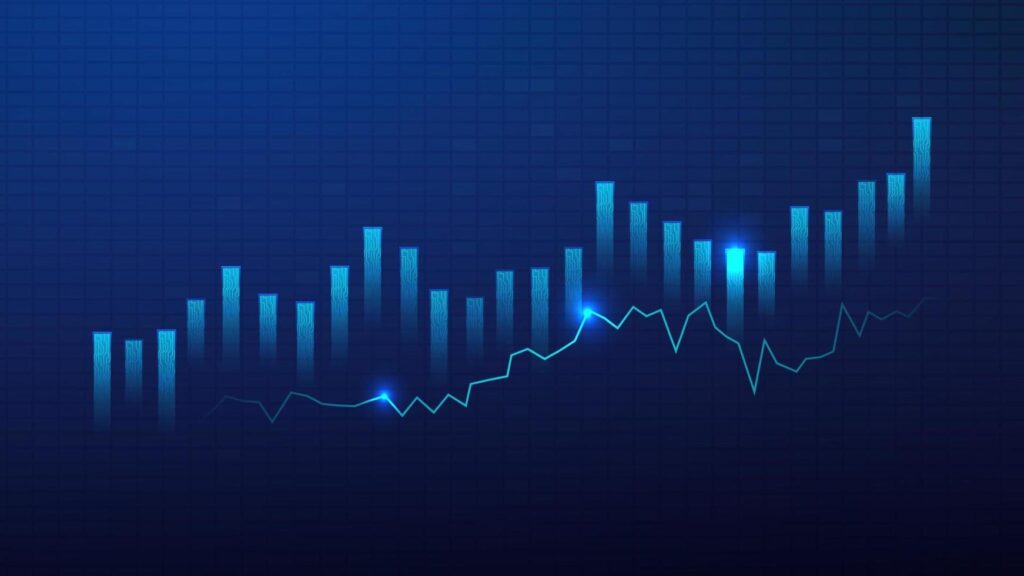 trading chart blue